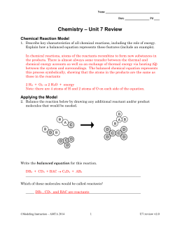 – Unit 7 Review Chemistry Chemical Reaction Model