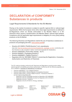 DECLARATION of CONFORMITY Substances in products