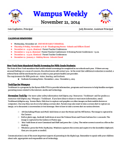 Wampus Weekly November 21, 2014 Cagliostro, Principal Judy Brewster, Assistant Principal