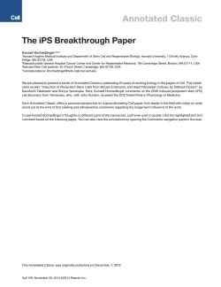 Annotated Classic The iPS Breakthrough Paper Konrad Hochedlinger *