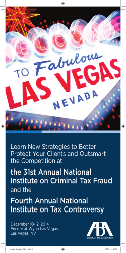 the 31st Annual National Institute on Criminal Tax Fraud Fourth Annual National