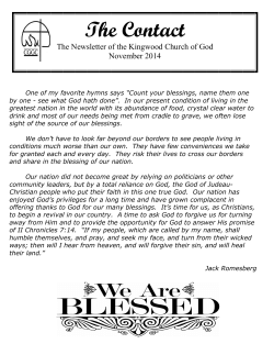 The Contact The Newsletter of the Kingwood Church of God November 2014