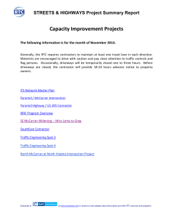 Capacity Improvement Projects  STREETS &amp; HIGHWAYS Project Summary Report