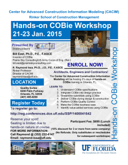 Hands-on COBie Workshop 21-23 Jan. 2015