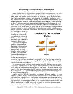 Leadership/Interaction Styles Introduction