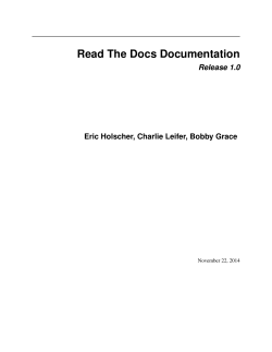 Read The Docs Documentation Release 1.0 Eric Holscher, Charlie Leifer, Bobby Grace