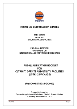 INDIAN OIL CORPORATION LIMITED PRE-QUALIFICATION BOOKLET FOR CLT UNIT, OFFSITE AND UTILITY FACILITIES