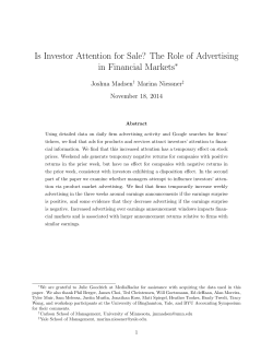 Is Investor Attention for Sale? The Role of Advertising ∗ Joshua Madsen