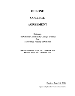OHLONE  COLLEGE AGREEMENT