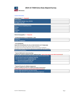 2014-15 TASB Extra-Duty Stipend Survey HR Services