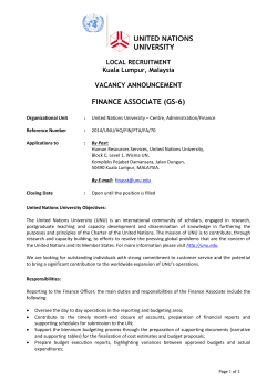 FINANCE ASSOCIATE (GS-6)  VACANCY ANNOUNCEMENT LOCAL RECRUITMENT