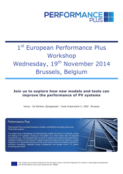 1 European Performance Plus Workshop Wednesday, 19