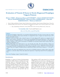 Evaluation of Vitamin D Status in Newly Diagnosed Pemphigus Vulgaris Patients