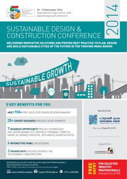2014 APPLY FOR A FREE PLACE AT THE SUSTAINABLE DESIGN &amp; CONSTRUCTION CONFERENCE
