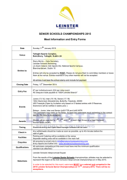 SENIOR SCHOOLS CHAMPIONSHIPS 2015 Meet Information and Entry Forms