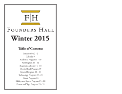 Winter 2015 Table of Contents