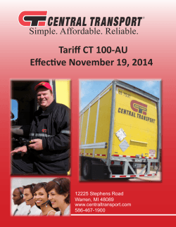 Tariff CT 100-AU Effective November 19, 2014 12225 Stephens Road Warren, MI 48089