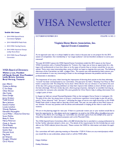 VHSA Newsletter  Virginia Horse Shows Association, Inc. VOLUME 11, NO. 1