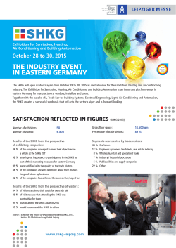 the industry eVent in eastern germany October 28 to 30, 2015