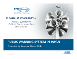 C G S S PUBLIC WARNING SYSTEM IN JAPAN Presented by Sadayuki Abeta, ARIB 