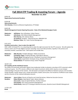 Fall 2014 ETP Trading &amp; Investing Forum – Agenda