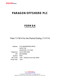 PARAGON OFFSHORE PLC FORM 8-K Filed 11/19/14 for the Period Ending 11/17/14