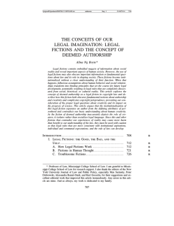 THE CONCEITS OF OUR LEGAL IMAGINATION: LEGAL FICTIONS AND THE CONCEPT OF