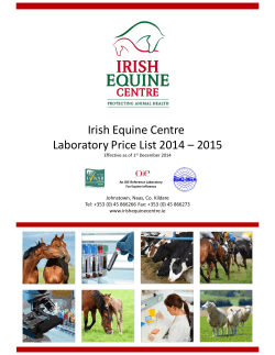 Irish Equine Centre Laboratory Price List 2014 – 2015