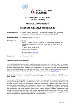 ASSOCIATE EXECUTIVE OFFICER (P-2) VACANCY ANNOUNCEMENT  INTERNATIONAL RECRUITMENT