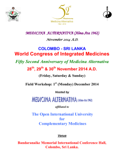 World Congress of Integrated Medicines Fifty Second Anniversary of Medicina Alternativa  M