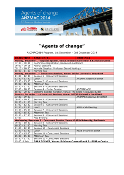 “Agents of change” ANZMAC2014 Program, 1st December – 3rd December 2014 DATE/TIME