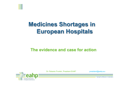 Medicines Shortages in European Hospitals  The evidence and case for action