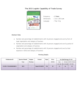 The 2013 Logistic Capability of Trade Survey