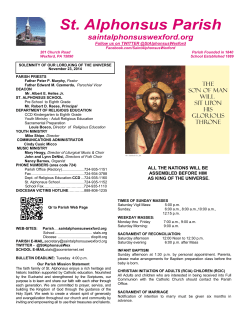 St. Alphonsus Parish saintalphonsuswexford.org  Follow us on TWITTER @StAlphonsusWexford