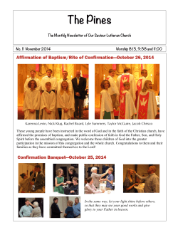 Affirmation of Baptism/Rite of Confirmation—October 26, 2014