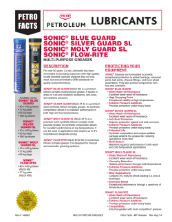 LUBRICANTS DESCRIPTION PROTECTING YOUR EQUIPMENT