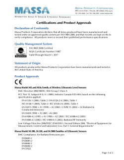 Certifications and Product Approvals Declaration of Conformity