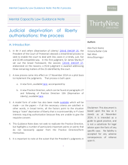 Judicial  deprivation of liberty authorisations: the process A: Introduction