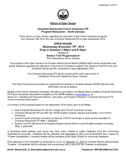 Notice of Open House Unnamed Stonecrest French Immersion PS – North Oshawa