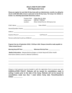 Olivet’s KIDZ PA DAY CAMP 2014 Registration Form