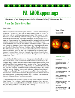 PA LAOHappenings From Our State President Volume 1, Issue 4