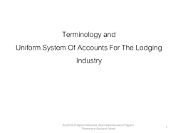 Terminology and Uniform System Of Accounts For The Lodging Industry