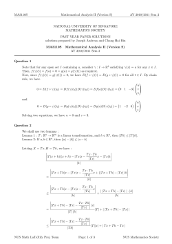 MA3110S Mathematical Analysis II (Version S) AY 2010/2011 Sem 2