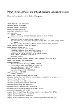 INDEX - Historical Papers and CPSA photographs and pictorial material