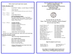 146th Annual Grand Lodge Session Agenda  Tuesday. December 9, 2014
