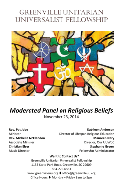 Moderated Panel on Religious Beliefs Greenville Unitarian Universalist Fellowship