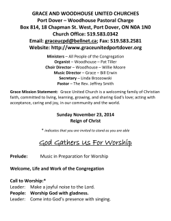 Sunday Bulletin - Grace United ChurchPort Dover, Ontario