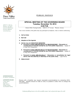 SPECIAL MEETING OF THE GOVERNING BOARD Tuesday