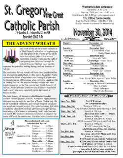 Weekend Mass Schedule - St. Gregory Catholic Church