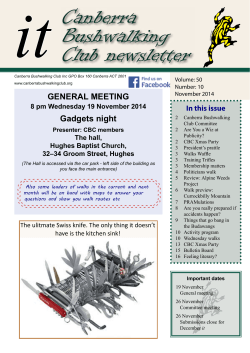 November 2014 newsletter - Canberra Bushwalking Club